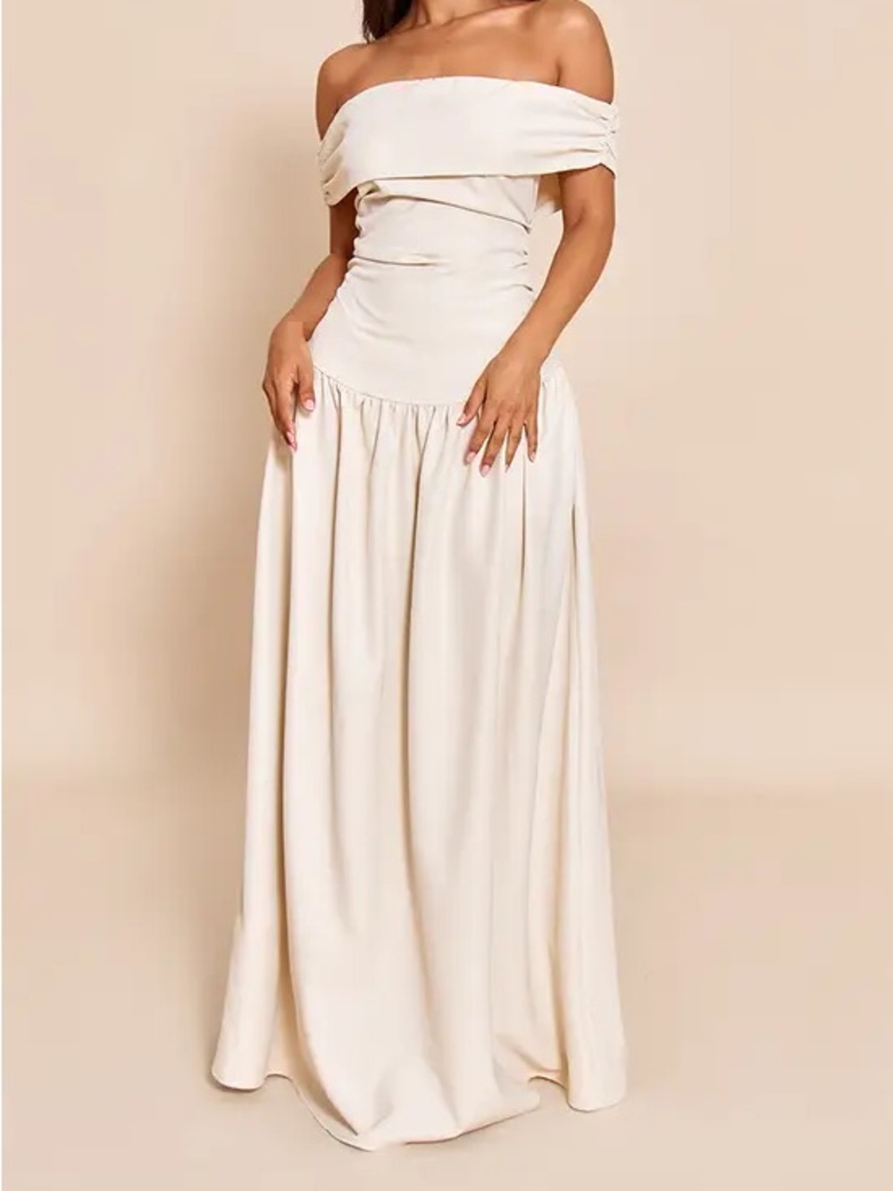 Strapless Cream Maxi Dress